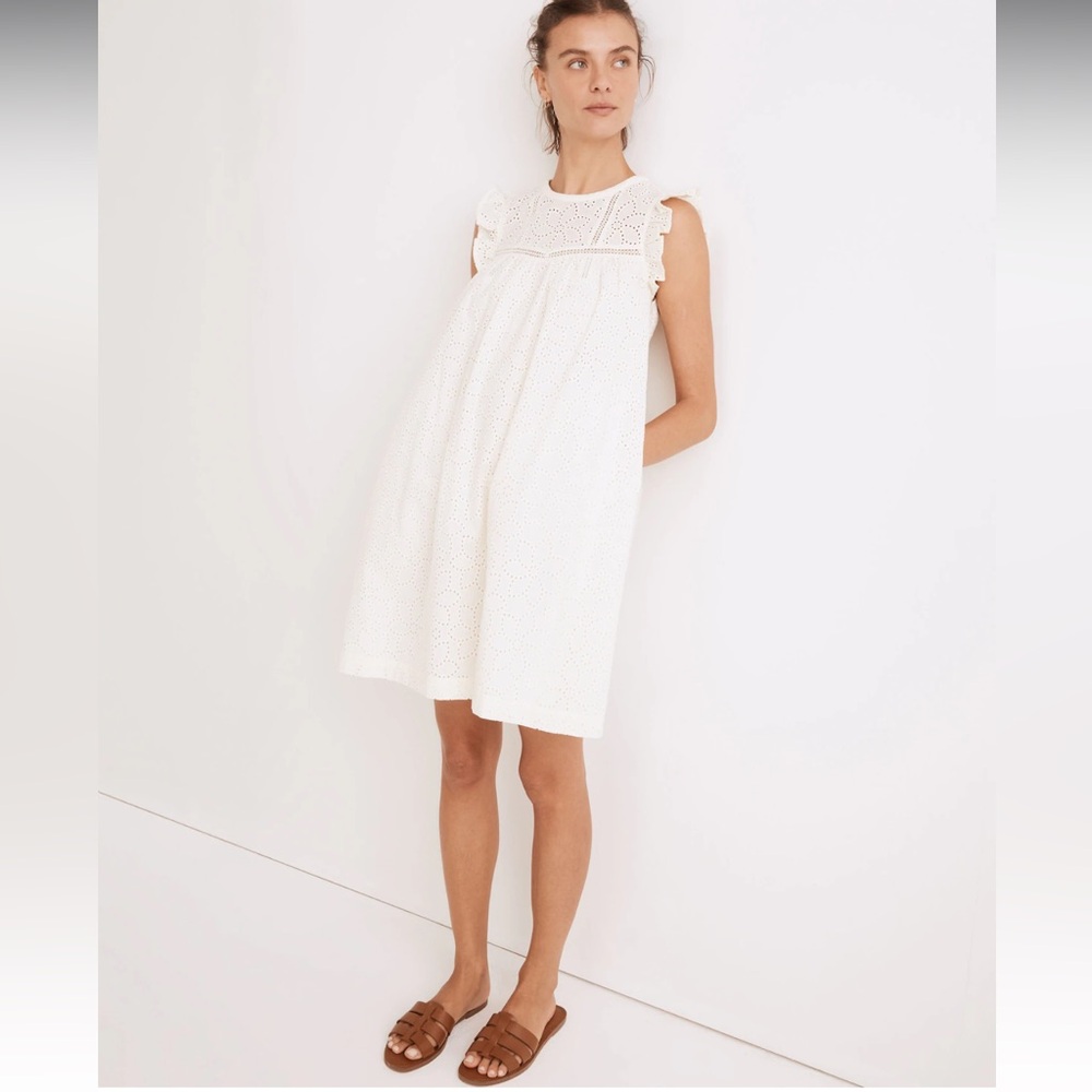 NWT Madewell Eyelet ruffle sleeve mini dresss